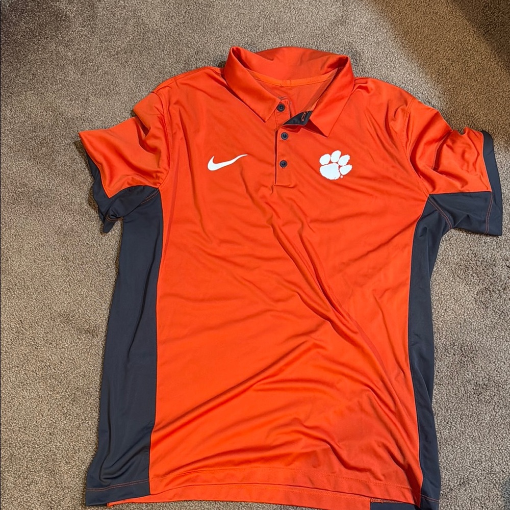 Nike Clemson Orange and Gray Sports Polo